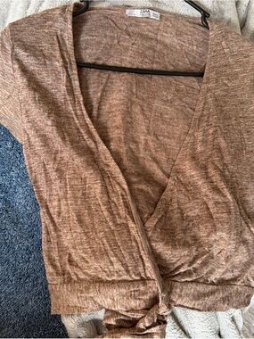 zara brown tie top